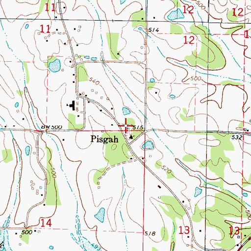 Topographic Map of Pisgah Cemetery, MS