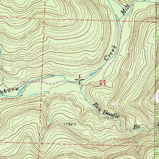 Topographic Map of Ben Doodle Branch, AR