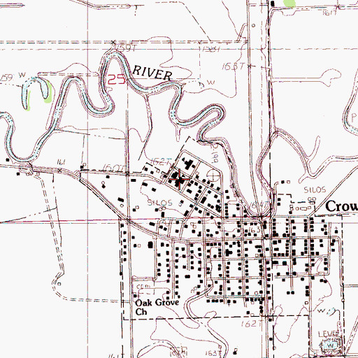 Topographic Map of Crowder High School, MS