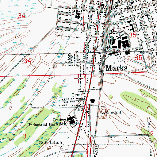 Topographic Map of Quitman County Hospital, MS