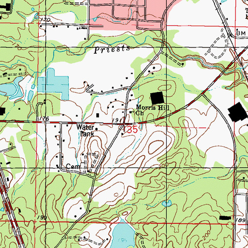 Topographic Map of Mars Hill, MS