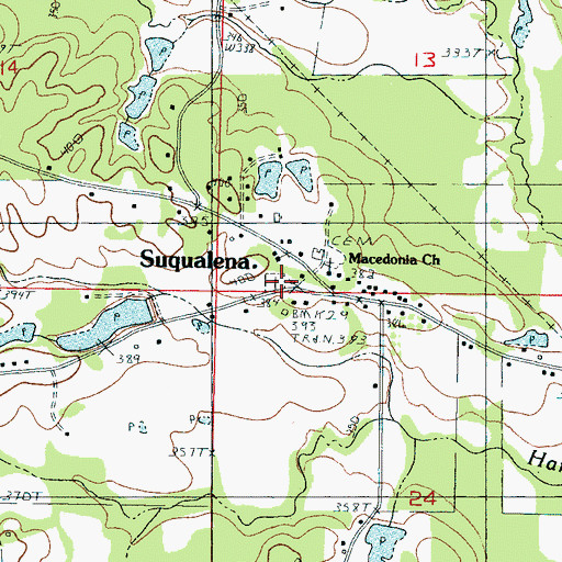 Topographic Map of Suqualena Cemetery, MS