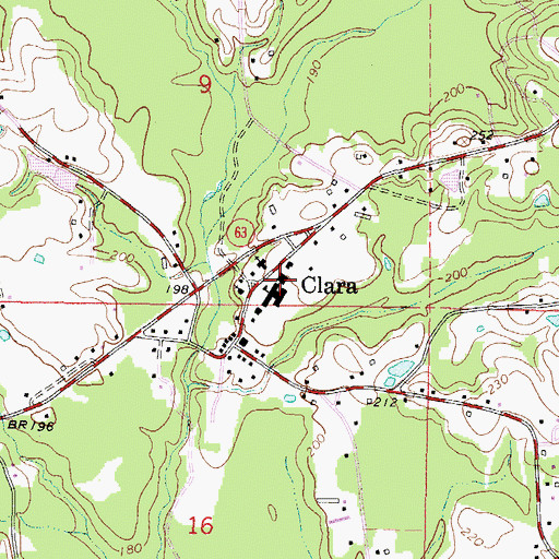 Topographic Map of Clara Elementary School, MS