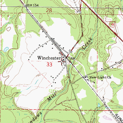Topographic Map of Winchester Cemetery, MS