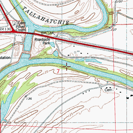 Topographic Map of Brooklyn Landing (historical), MS