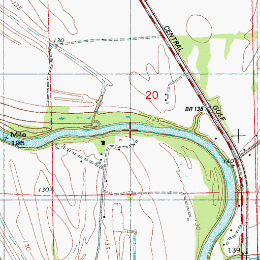 Topographic Map of Stancils Landing (historical), MS
