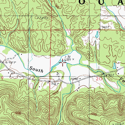 Topographic Map of Big Cedar Creek, AR