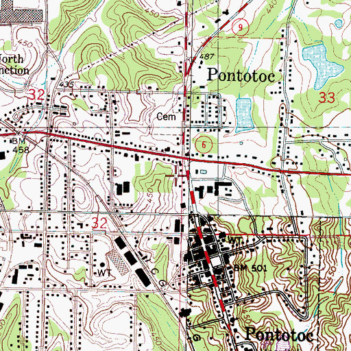 Topographic Map of Baptist Female College (historical), MS