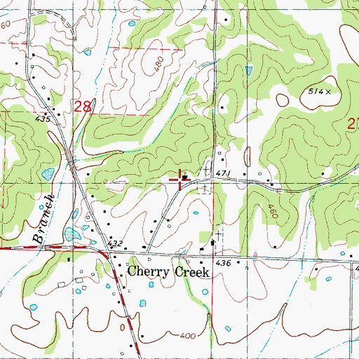 Topographic Map of Cherry Creek Baptist Church, MS