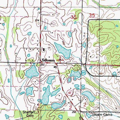 Topographic Map of Siloam School (historical), MS