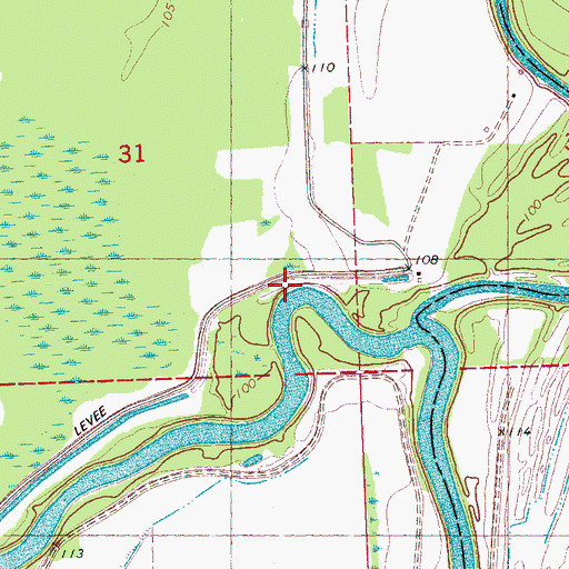 Topographic Map of Lamberts Landing (historical), MS