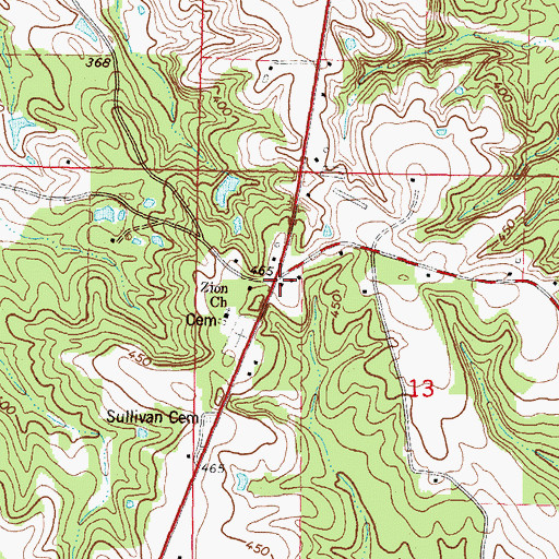Topographic Map of Zion Hill, MS
