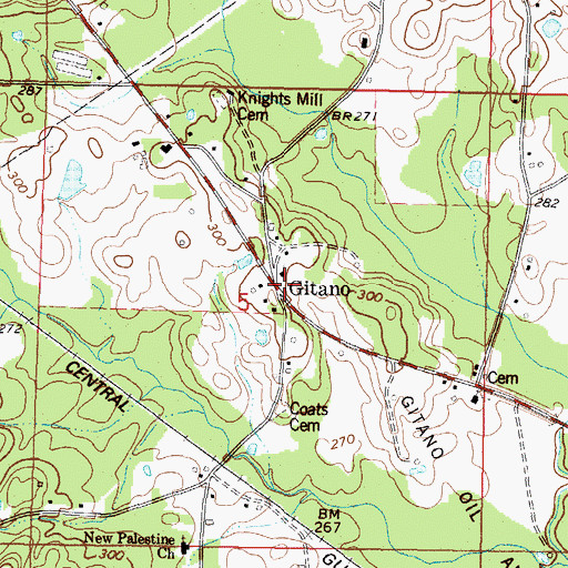Topographic Map of Antioch School (historical), MS
