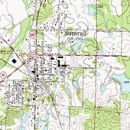 Topographic Map of Sumrall Attendance Center, MS