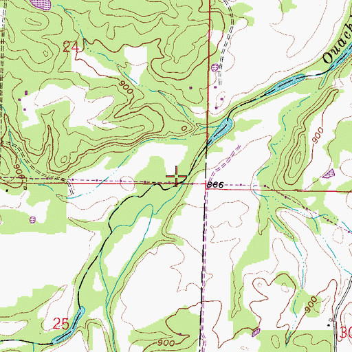 Topographic Map of Boggy Creek, AR