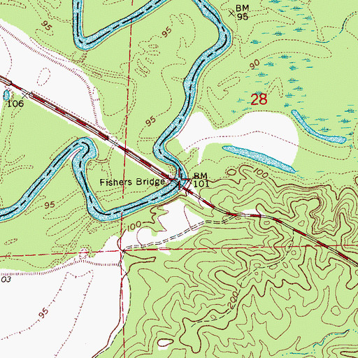 Topographic Map of Horners Ferry (historical), MS