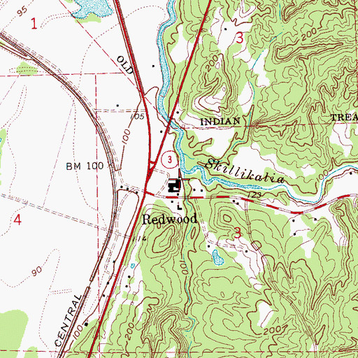Topographic Map of Redwood Elementary School, MS
