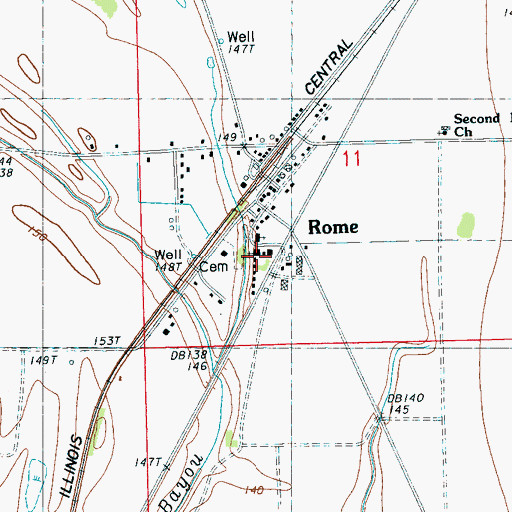 Topographic Map of Rome United Methodist Church, MS