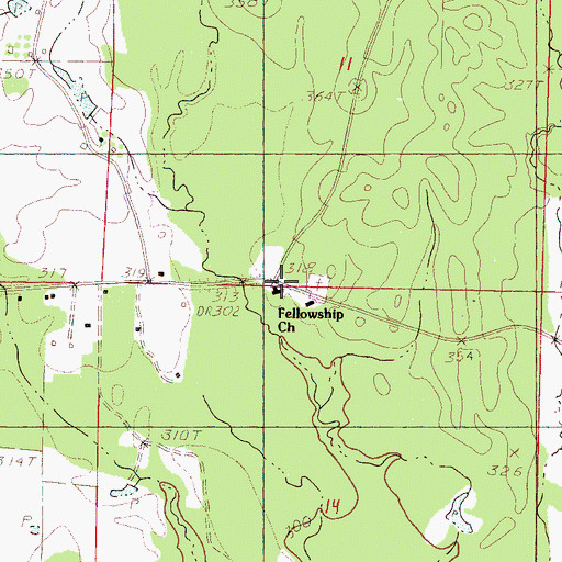 Topographic Map of Fellowship, MS