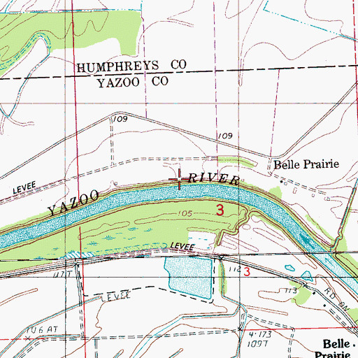 Topographic Map of Belle Prairie Landing, MS