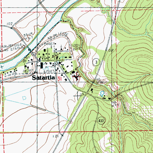 Topographic Map of Satartia School, MS