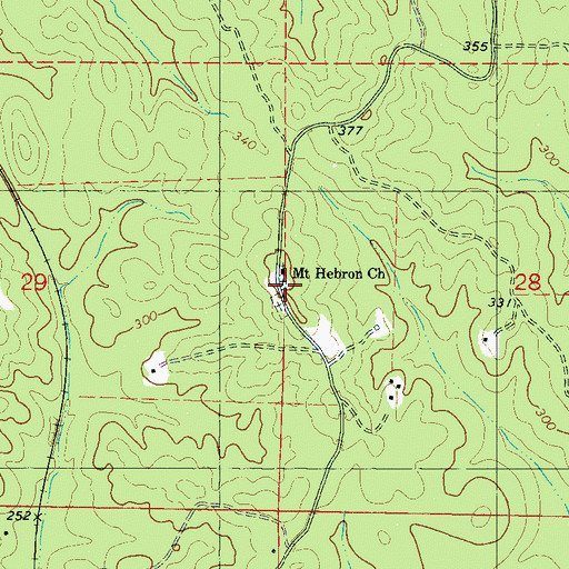 Topographic Map of Mount Hebron Cemetery, MS