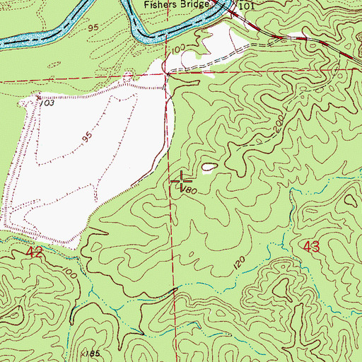 Topographic Map of Twin Halls Plantation (historical), MS