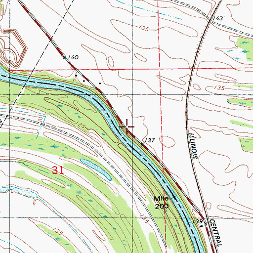 Topographic Map of Beulah Landing, MS