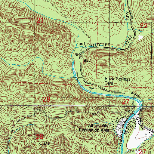 Topographic Map of Brier Creek, AR