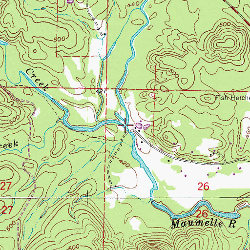 Topographic Map of Brown Creek, AR