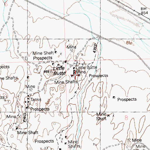 Topographic Map of Little Butte Mine, AZ