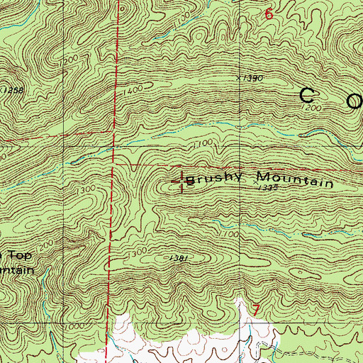 Topographic Map of Brushy Mountain, AR