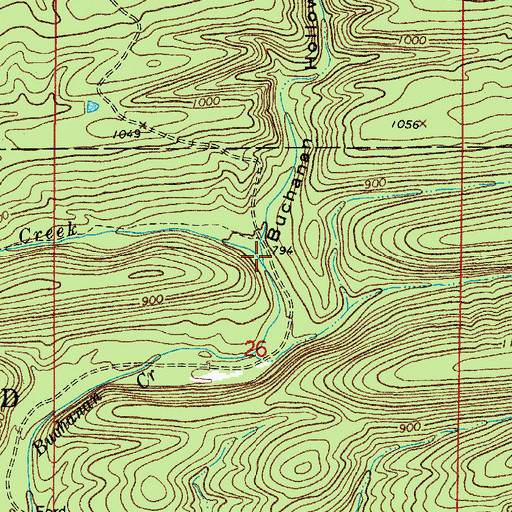 Topographic Map of Buchanan Hollow, AR