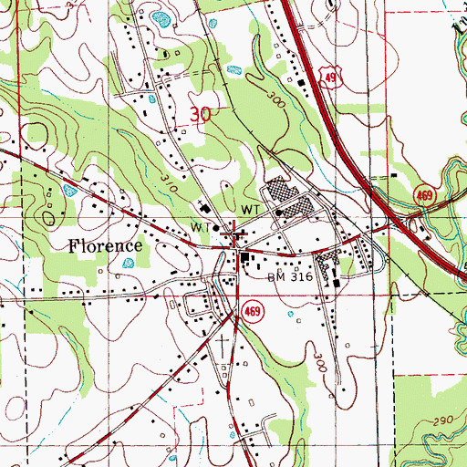 Topographic Map of Florence Elementary School, MS