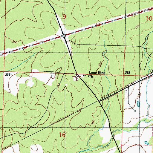 Topographic Map of Lone Pine Cemetery, MS