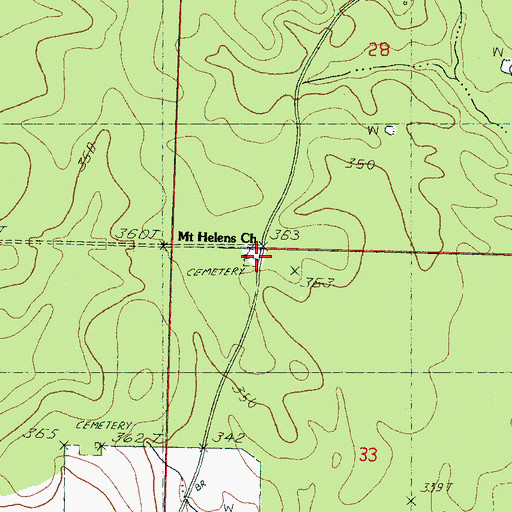 Topographic Map of Mount Helm Cemetery Number One, MS
