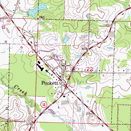 Topographic Map of Puckett Cemetery, MS
