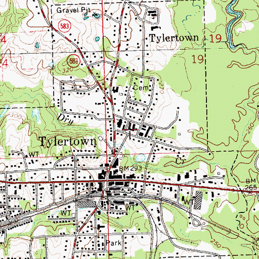 Topographic Map of Tylertown Elementary School, MS