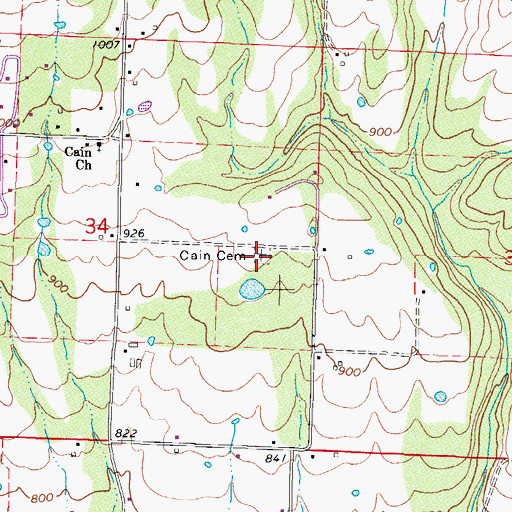 Topographic Map of Cain Cemetery, AR