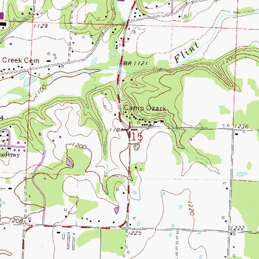 Topographic Map of Camp Ozark, AR