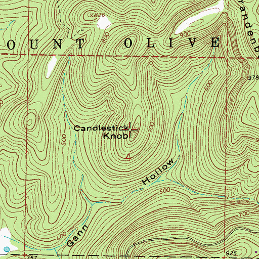 Topographic Map of Candlestick Knob, AR