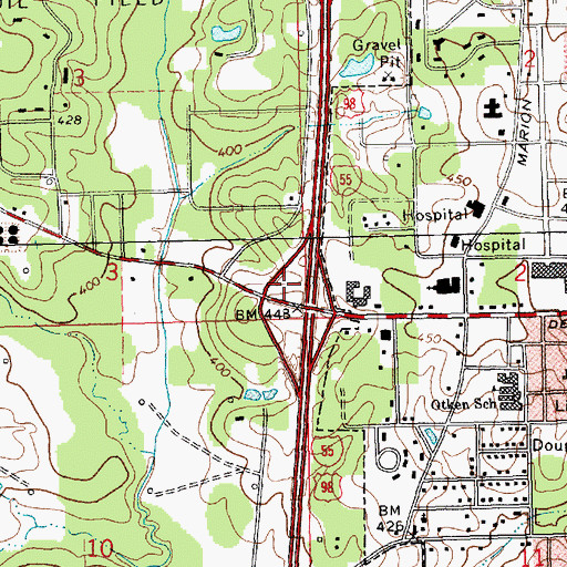 Topographic Map of Clark Cemetery, MS