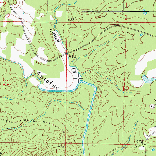 Topographic Map of Caney Creek, AR