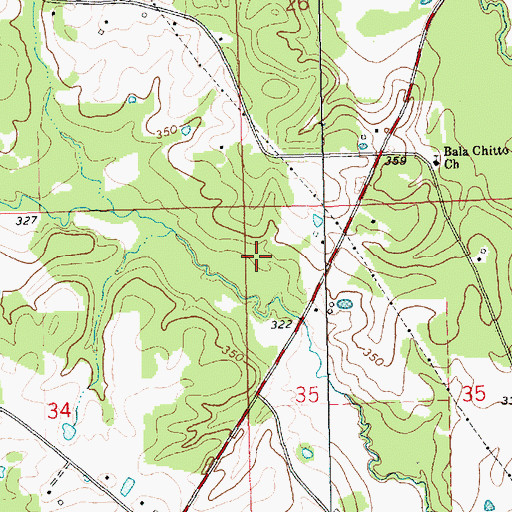 Topographic Map of Slaven Cemetery, MS
