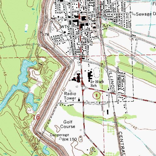 Topographic Map of Joe Barnes Vocational Technical Center, MS