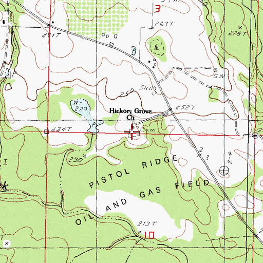 Topographic Map of Hickory Grove Cemetery, MS