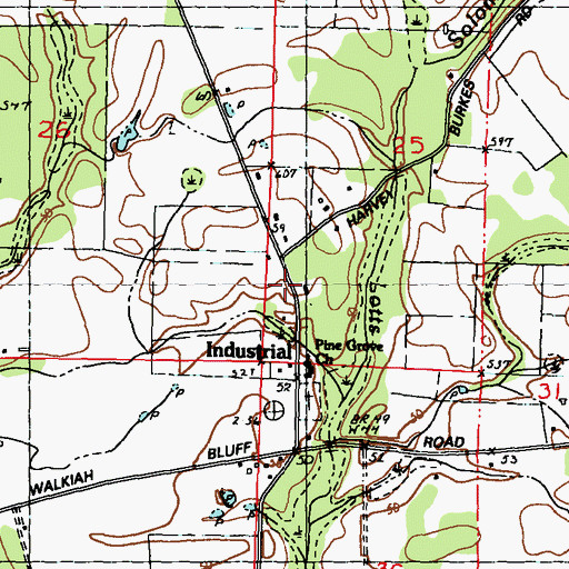 Topographic Map of Industrial Elementary School (historical), MS