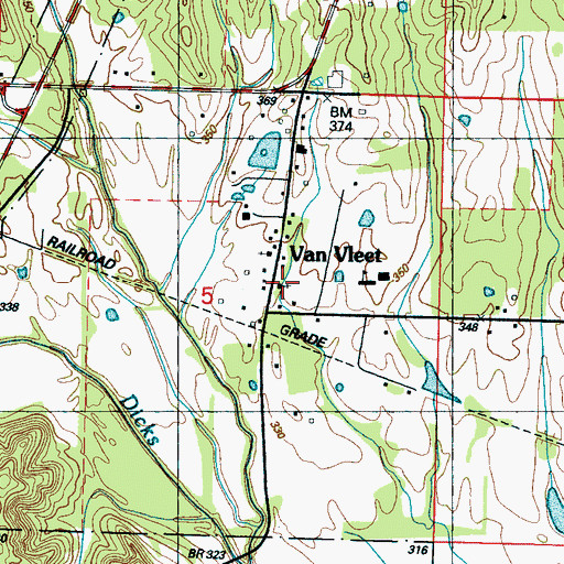 Topographic Map of Van Vleet United Methodist Church, MS