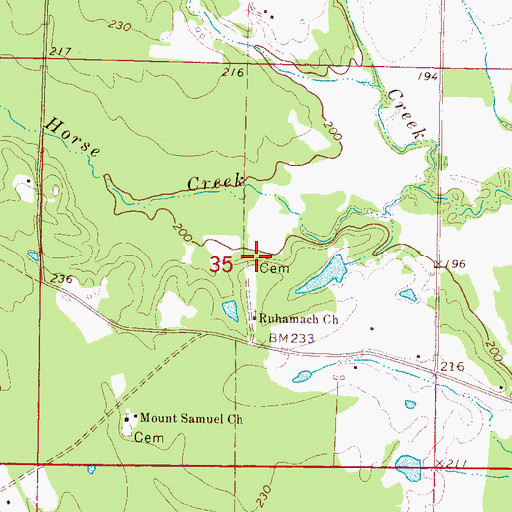 Topographic Map of Ruhama Cemetery, MS