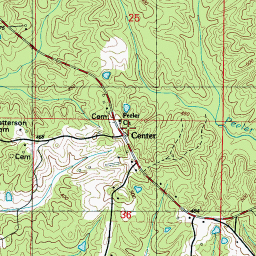 Topographic Map of Center School (historical), MS